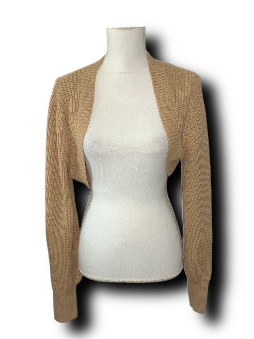 NWT Almost Famous Camel Colored Chunky Knit Y2K Style Shrug Bolero